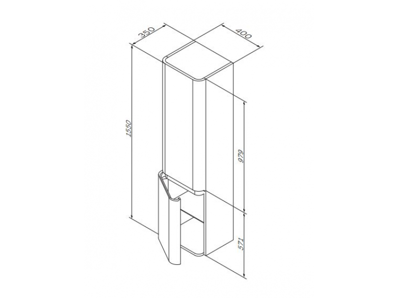 Купить Пенал Am.Pm Sensation, M30CHR0406TF, цвет - табачный дуб, правый, 40x35x155 см