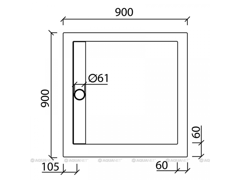 Купить Поддон для душа Aquanet Stone Lite 90 x 90 см , с ножками и панелью, из искусственного камня (203598)