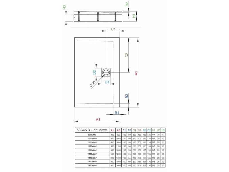 Купить Поддон для душа Radaway Argos D, 90 x 140 см, прямоугольный, 4ADN914-02