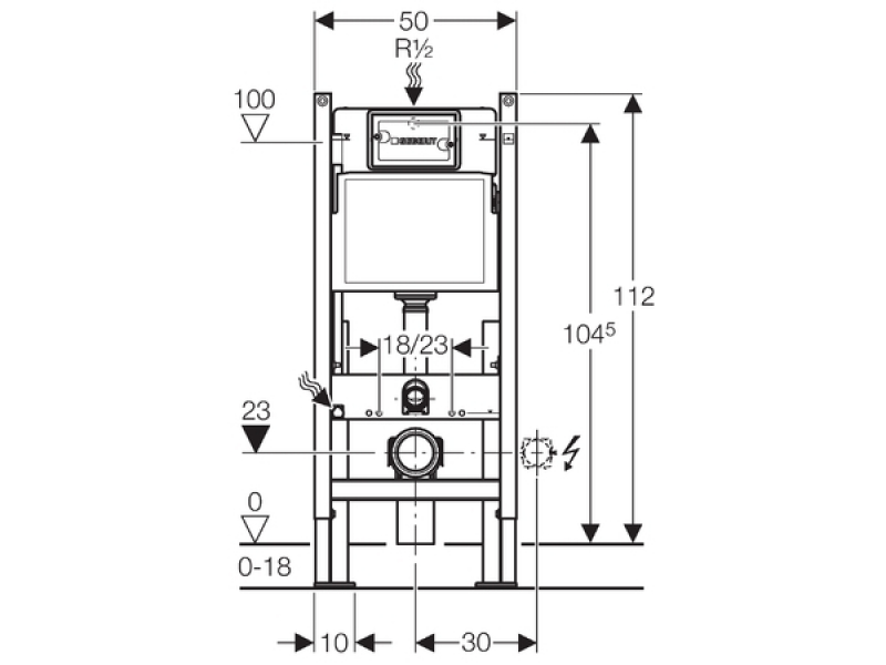 Купить Инсталляция Geberit Duofix Delta UP100 457.570.00.1 для унитаза, усиленная, отдельностоящая, самонесущая