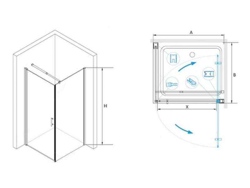 Купить Душевой уголок RGW LE-33, 06123399-11, 90 х 90 x 195 см, дверь распашная, стекло прозрачное, хром