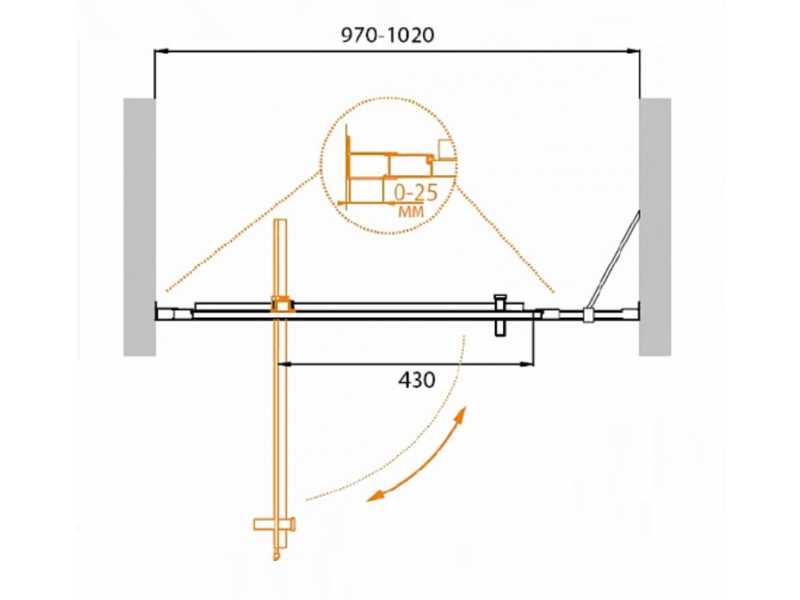 Купить Душевая дверь Cezares Molveno-BA-11-70+30-P-Cr, 100 x 190 см, стекло текстурное Punto, хром