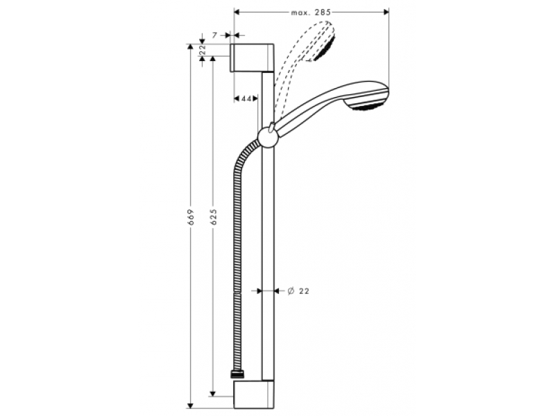 Купить Душевой гарнитур Hansgrohe Crometta 85 Mono 27728000, штанга 65 см