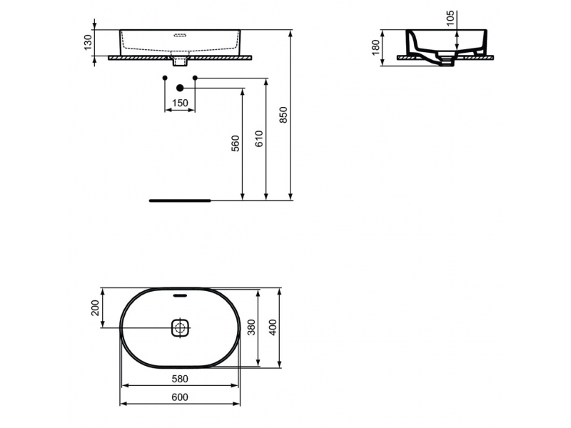 Купить Раковина Ideal Standard Strada II Oval Vessel 60 см, белый, T360401