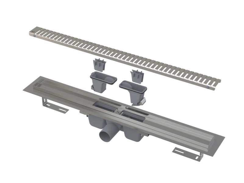 Купить Водоотводящий желоб AlcaPlast APZ1SMART-LINE-750 с порогами для перфорированной решетки