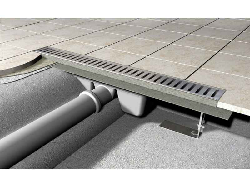 Купить Водоотводящий желоб AlcaPlast APZ1SMART-LINE-750 с порогами для перфорированной решетки