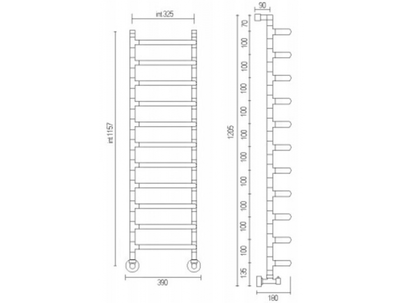 Купить Полотенцесушитель водяной Margaroli Vela 488-11 DX/SX 4884711, высота 120.5 см, ширина 39 см, левый/правый