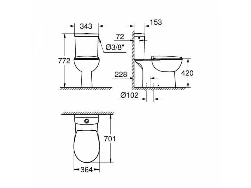 Купить Напольный унитаз Grohe Bau Ceramic 39346000 с сиденьем микролифт, белый