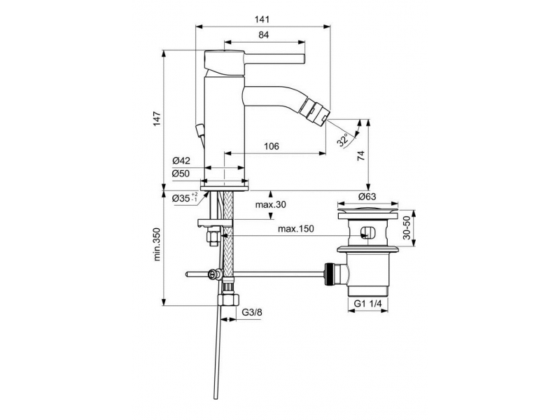 Купить Смеситель Ideal Standard Ceraline для биде, хром, BC197AA