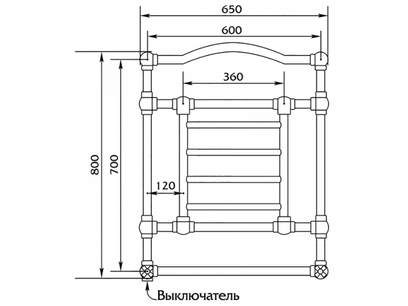 Купить Полотенцесушитель Migliore Edward DX ML.EDW-EL.501, 60 x 80 см электрический, бронза, провод справа