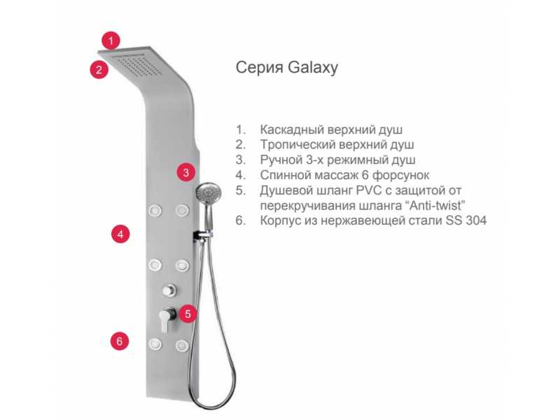 Купить Душевая панель Aquanet Galaxy Matt 00209998, хром матовый