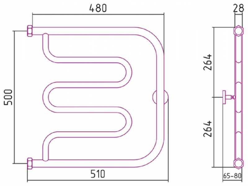 Купить Полотенцесушитель водяной Сунержа Лира 50 x 50 см, 00-0011-5050, хром