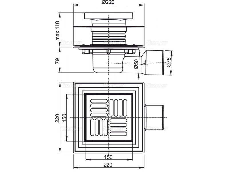 Купить Душевой трап AlcaPlast APV3444 с боковой подводкой