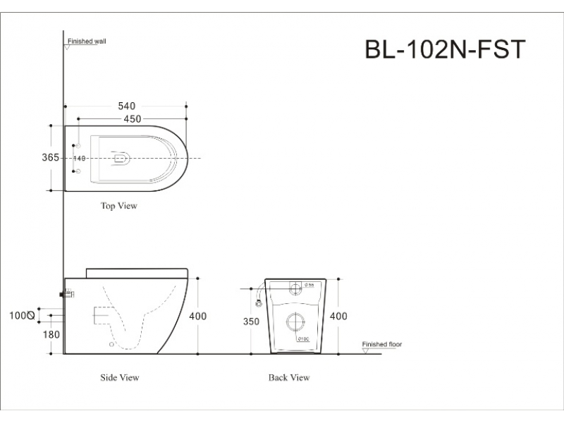 Купить Приставной унитаз Aquanet Cetus-F BL-102N-FST (203344) Rimless, с крышкой-сиденьем Soft Close - Slimseat BL-005, безободковый