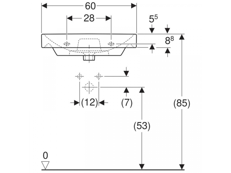 Купить Раковина Geberit Smyle Square 500.229.01.1, 60 х 48 см, белая