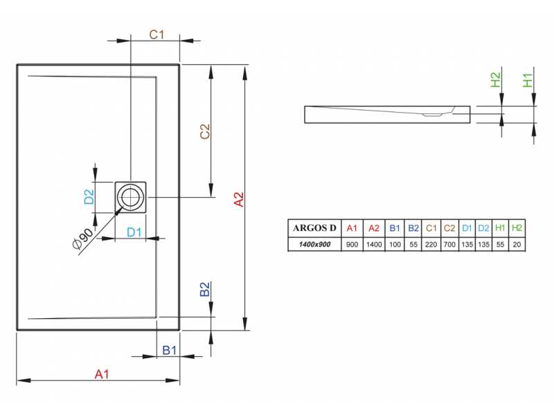 Купить Поддон для душа Radaway Argos D, 90 x 140 см, прямоугольный, 4AD914-01