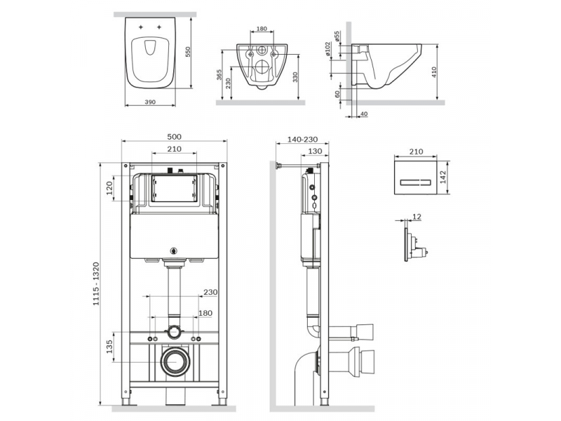 Купить Инсталляция Am.Pm Inspire 2.0, IS450A38.50A1700 с безободковым унитазом Inspire V2.0 FlashClean, клавиша Touch Pro стекло, черное, крышка микролифт