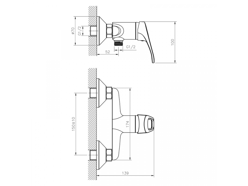 Купить Смеситель Decoroom DR21056, для душа, хром