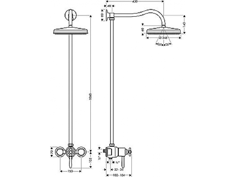Купить Душевая система AXOR Carlton Showerpipe, 17670000 для душа, хром