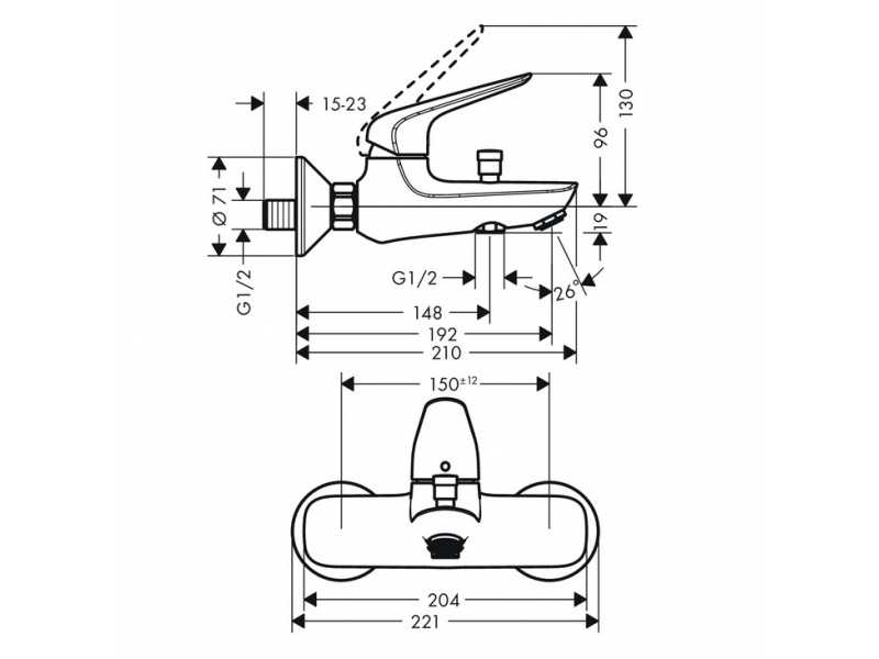 Купить Смеситель для ванны Hansgrohe Novus 71040000