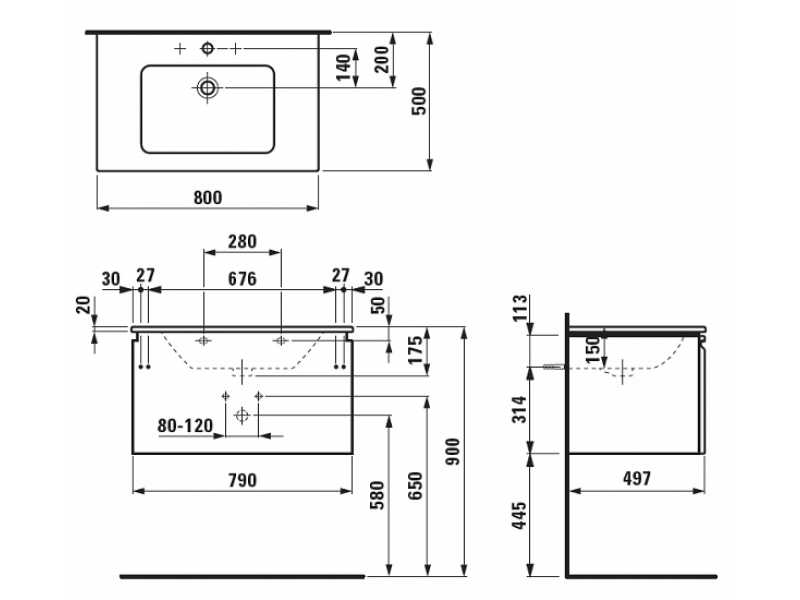 Купить Тумба с раковиной Laufen Pro S 80*50*44 см 8.6096.4.463.104.1, цвет белый