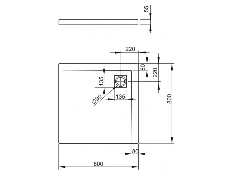 Купить Поддон для душа Radaway Argos C800, 80 x 80 см, квадратный, 4AC88-01