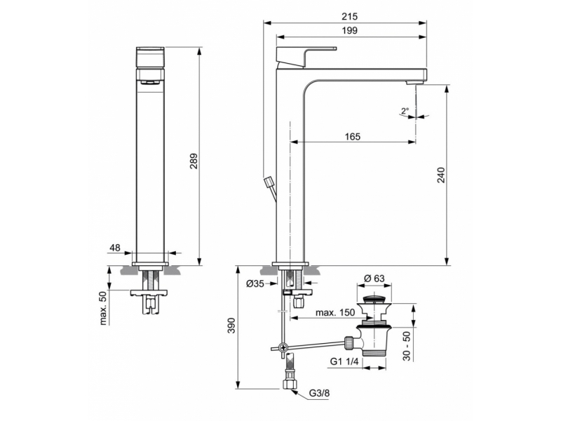 Купить Смеситель Ideal Standard Edge Vessel для раковины, хром, A7112AA