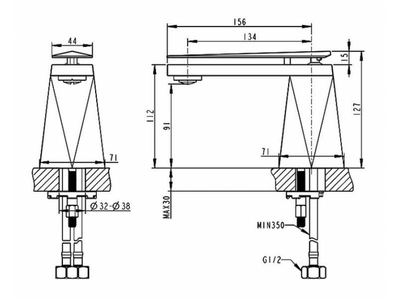 Купить Смеситель Bravat Diamond F118102C-1-RUS для раковины, цвет хром