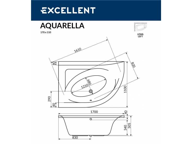 Купить Ванна акриловая Excellent Aquarella 170 x 110 см, левая/правая