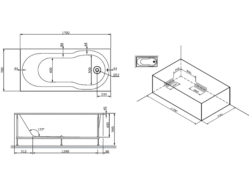 Купить Ванна акриловая Am.Pm X-Joy 170 х 70 см, W88A-170-070W-A