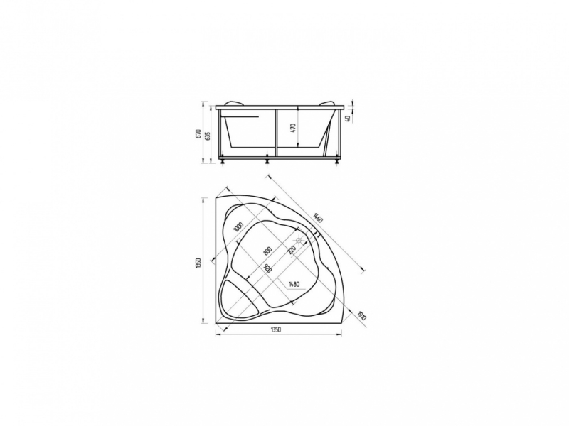 Купить Акриловая ванна Aquatek Галатея 135x135 см