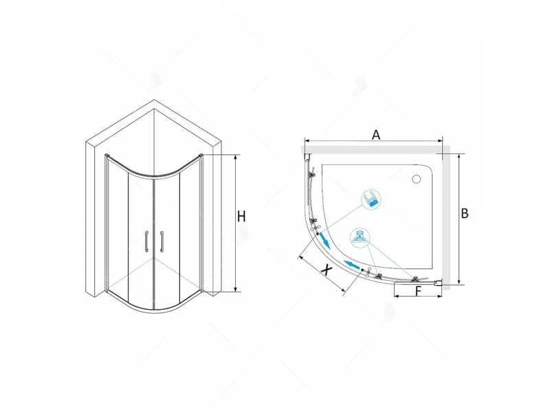 Купить Душевой уголок RGW PA-51, 02085199-11, 90 х 90 см четверть круга, хром