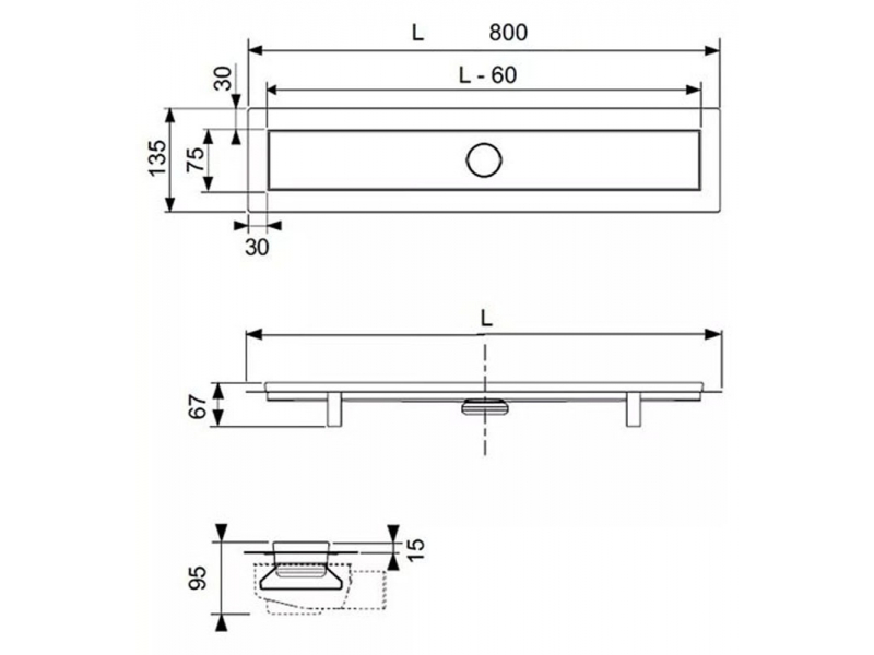 Купить Душевой лоток TECE TECElinus 15100089, 80 см с решеткой straight