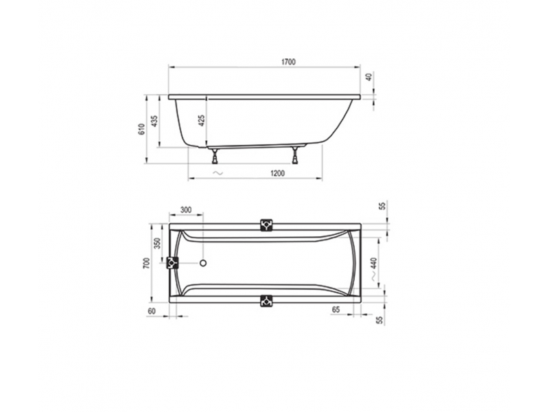 Купить Акриловая ванна Ravak Classic 170 x 70 см, белая, C541000000