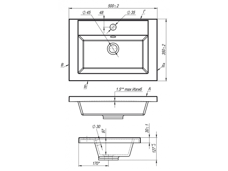 Купить Раковина Art&Max Family AM-LAV-500-MR-A 50 см искусственный мрамор, белый