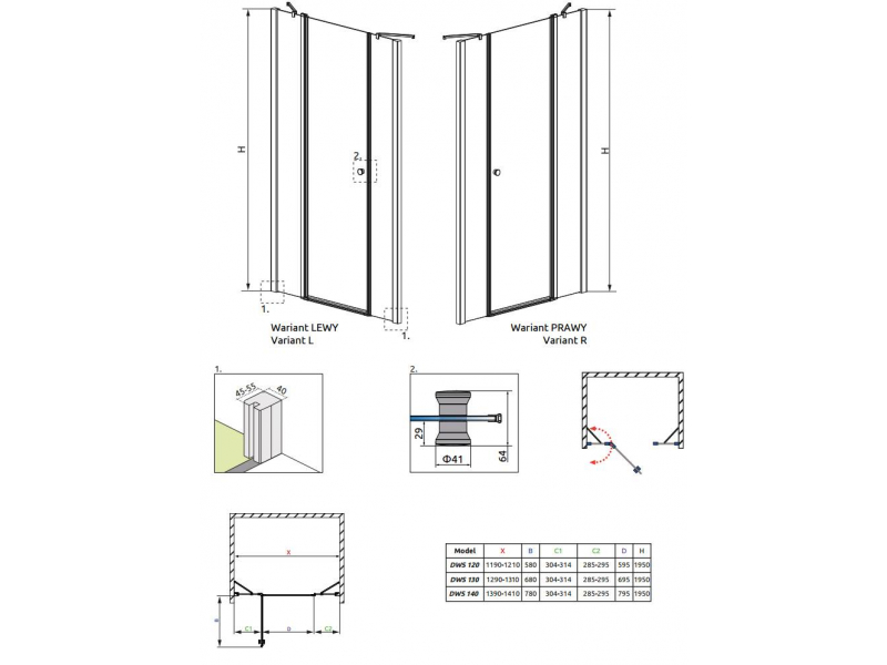 Купить Душевая дверь в нишу Radaway EOS II DWS 130 3799455-01L/R