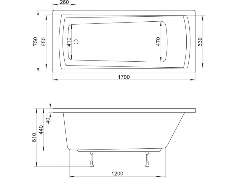 Купить Акриловая ванна Ravak Domino Plus, 170 х 75 см, белая, C631R00000