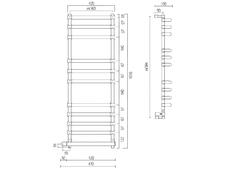 Купить Полотенцесушитель электрический Margaroli 534-11 Box 5344711PBBL, высота 101.6 см, ширина 47 см, латунь