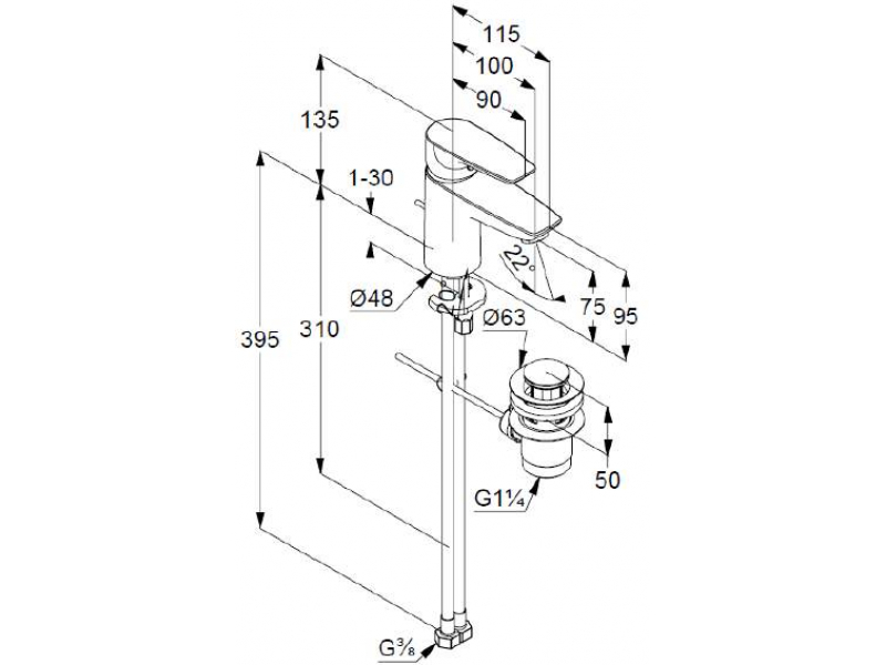 Купить Смеситель для раковины Kludi Pure&Solid 343820575