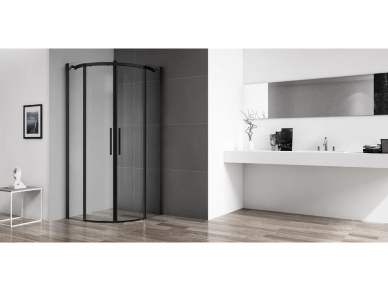 Купить Душевой уголок BelBagno Acqua R-2-100-C-NERO, 100 х 100 х 195 см, профиль черный матовый, стекло прозрачное