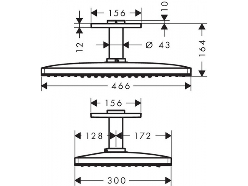 Купить Верхний душ Hansgrohe Rainmaker Select 24014400, 460 x 300 мм, 2 режима струи, с держателем, белый/хром