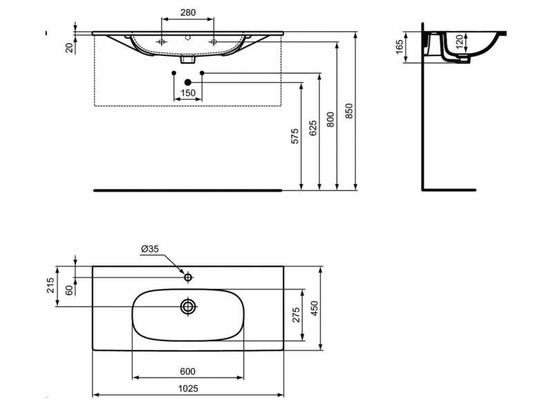 Купить Раковина Ideal Standard Tesi Vanity 100 см, белый, T3508V1