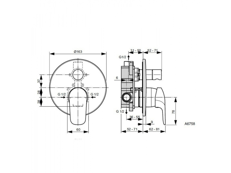 Купить Смеситель для ванны и душа Ideal Standard Ceraflex A6758AA