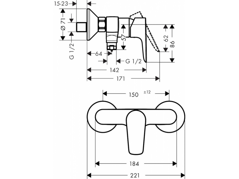 Купить Смеситель Hansgrohe Talis E 71760990 для душа, золото