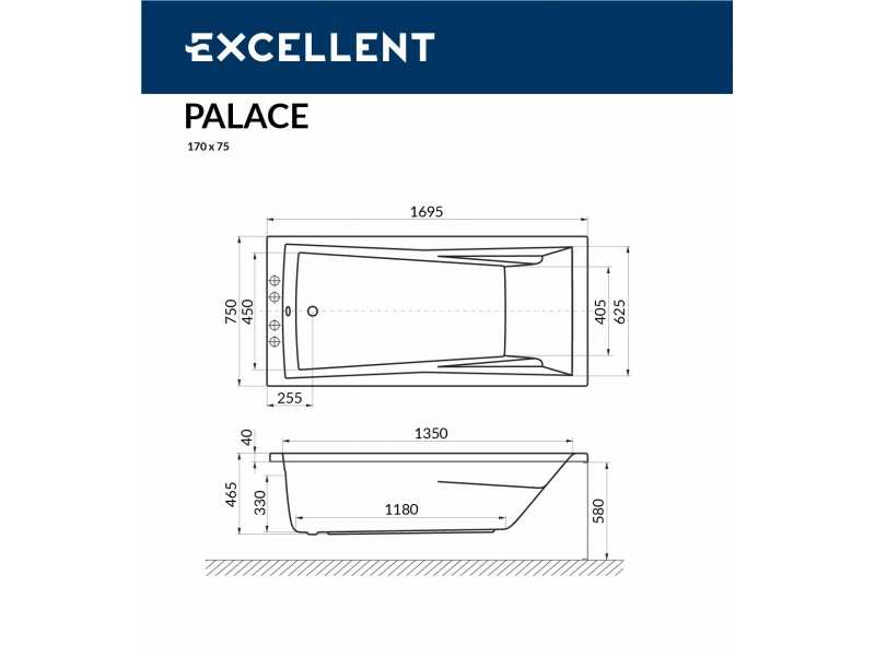 Купить Ванна акриловая Excellent Palace 170 x 75 см