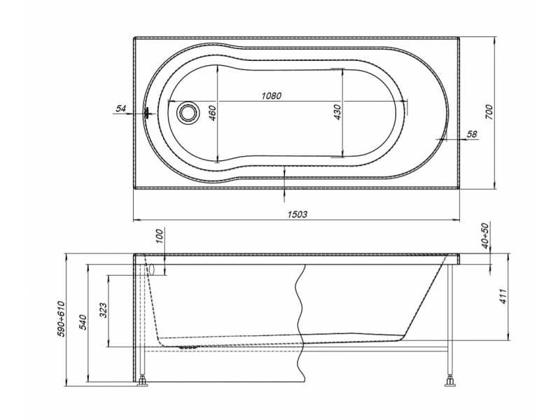 Купить Ванна акриловая Aquanet Light 150 x 70 см 243869, с каркасом, белая