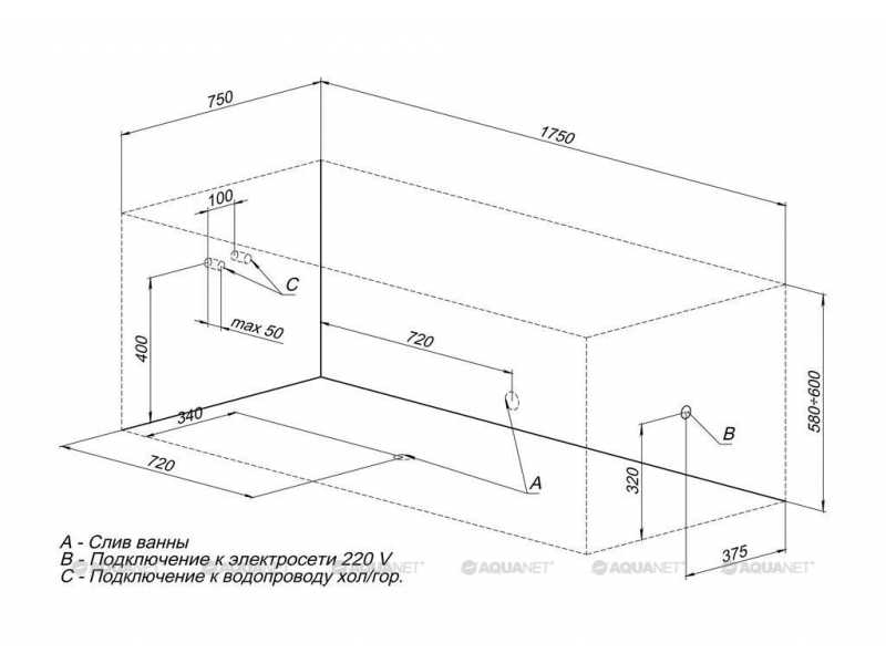 Купить Акриловая ванна Aquanet Bright 175x75 (216295)