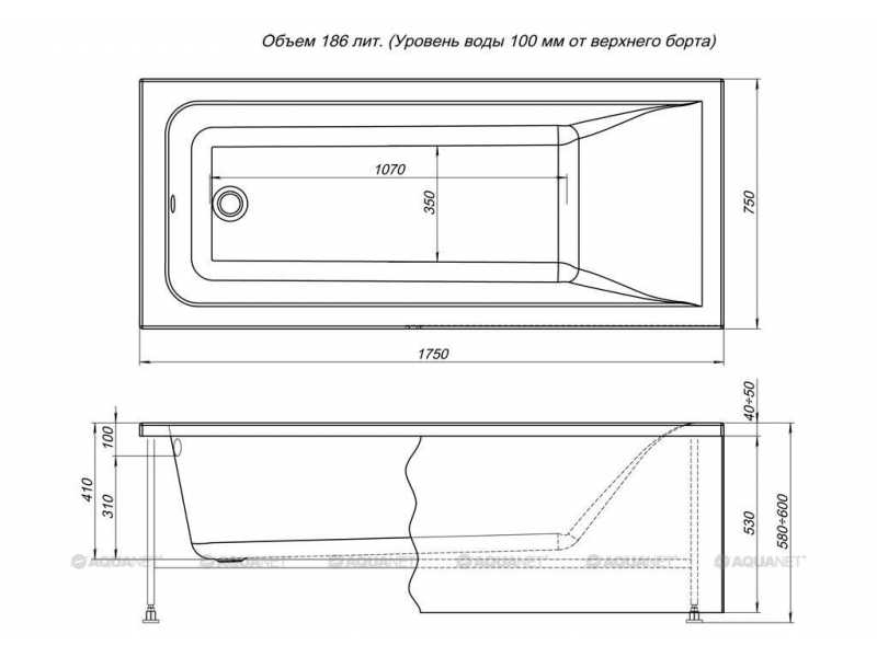 Купить Акриловая ванна Aquanet Bright 175x75 (216295)