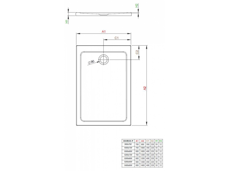 Купить Поддон для душа Radaway Doros F, 90 x 70 см, прямоугольный, SDRF9070-01