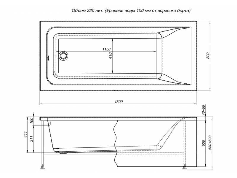 Купить Акриловая ванна Aquanet Bright 180x80, 232987